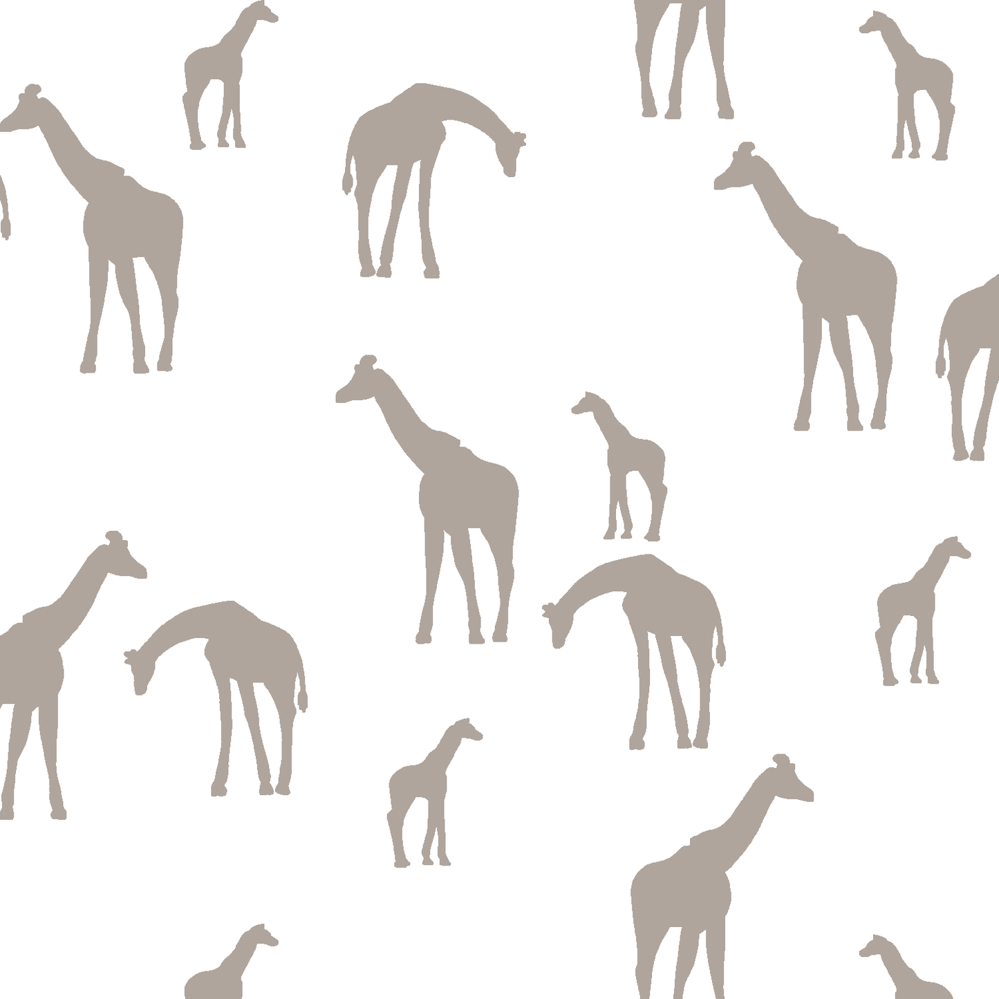 Giraffe Silhouette in Taupe on White