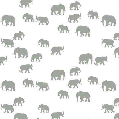 Elephant Silhouette in Sage on White