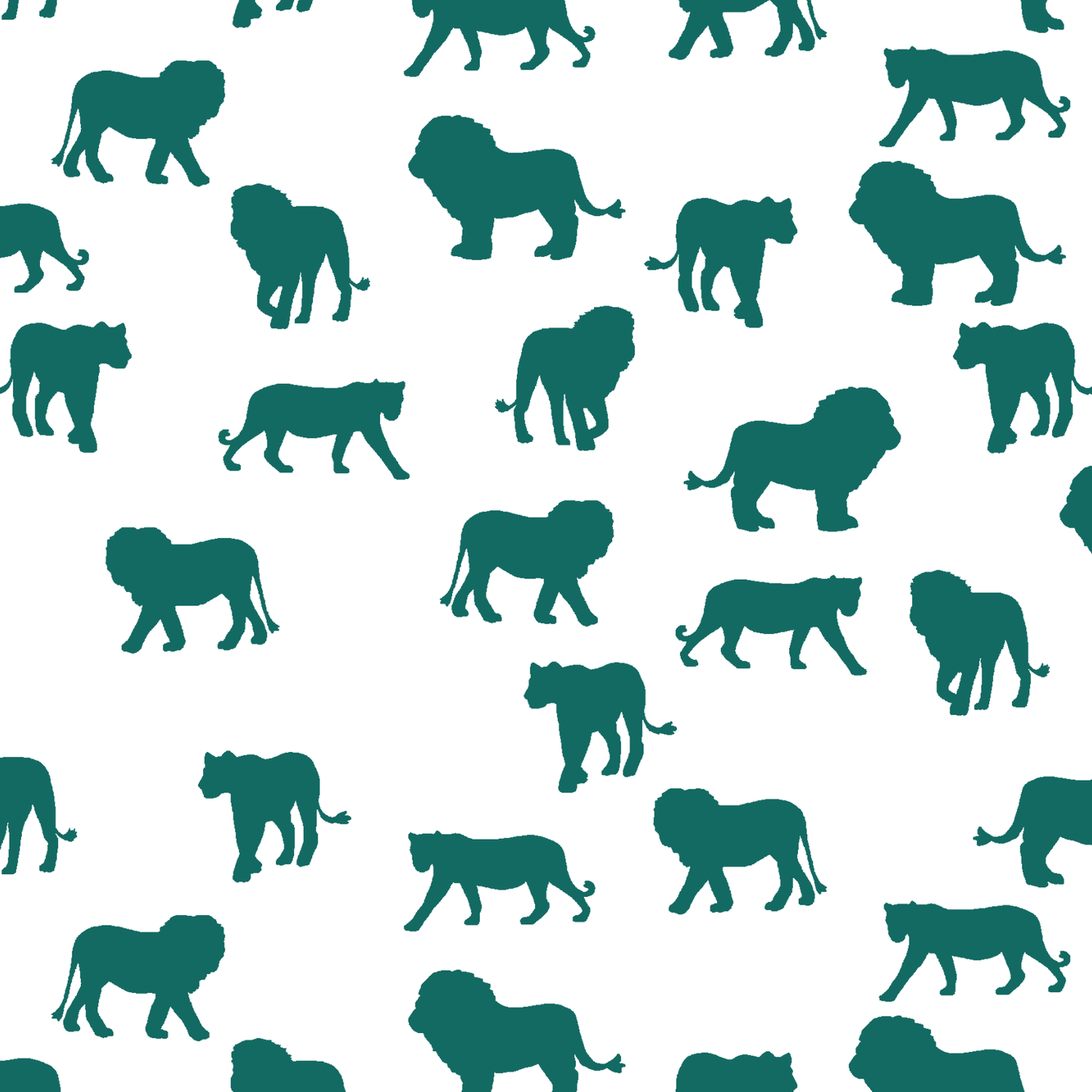 Lion Silhouette in Emerald on White