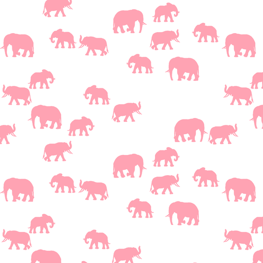 Elephant Silhouette in Rose Pink on White