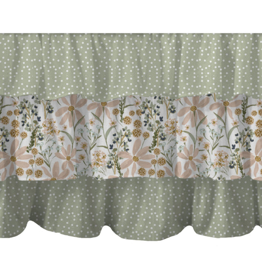 Layered Crib Skirt in Sage Dot & Daisy Dreams