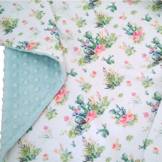 Cactus Floral in White Blanket